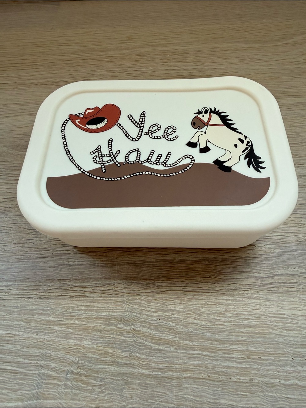 Yee Haw Western Horse Lunch Box - Cream and Brown